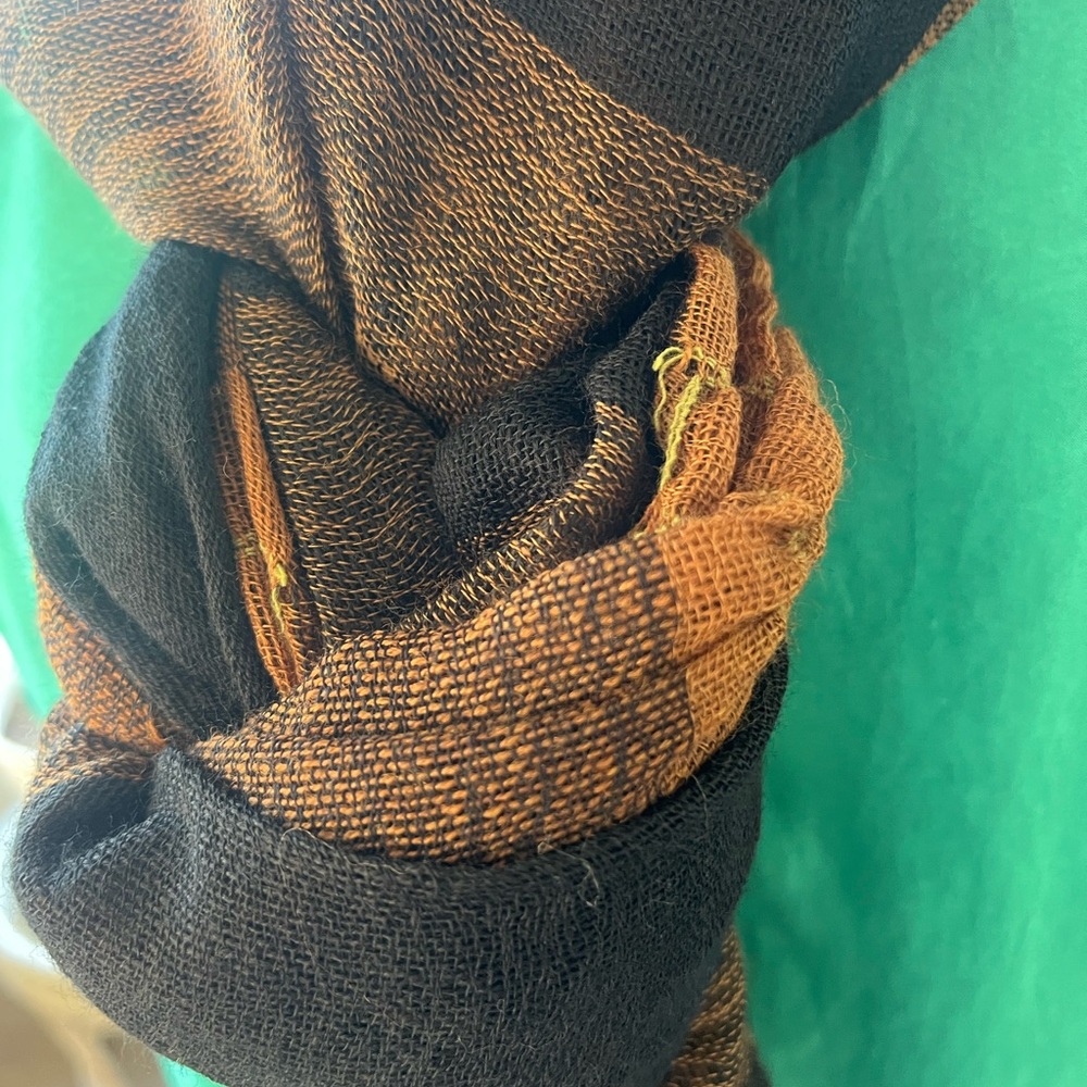 Oska Brown and Black Wool Scarf - Picture 4 of 10